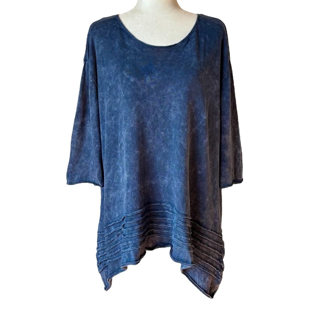 B&K Moda Navy Washed Tunic Top Size XL/XXL